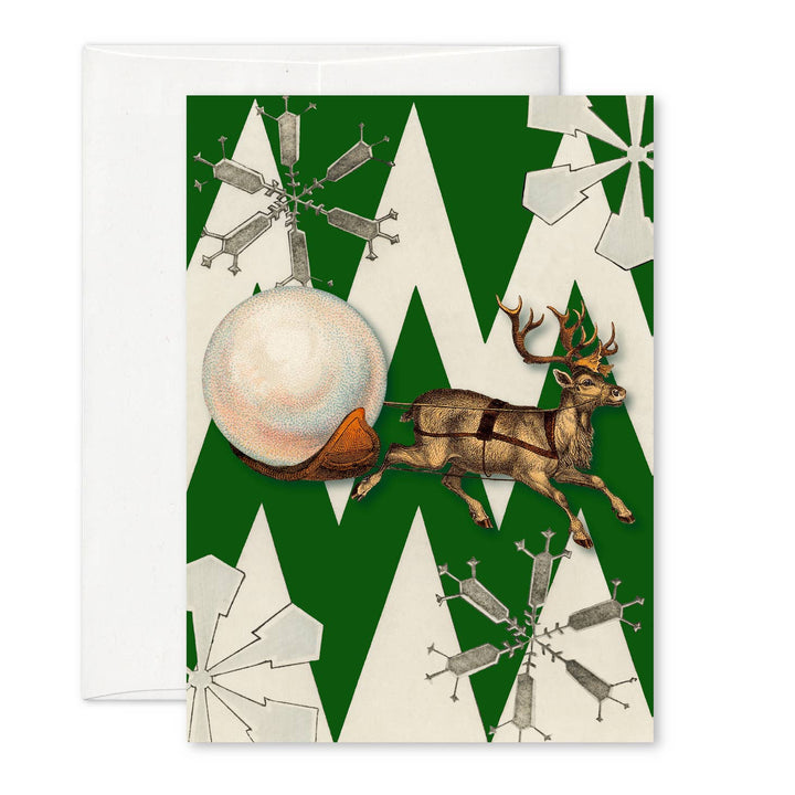 “Wintertide” seasonal notecard (green) | recycled white envelope