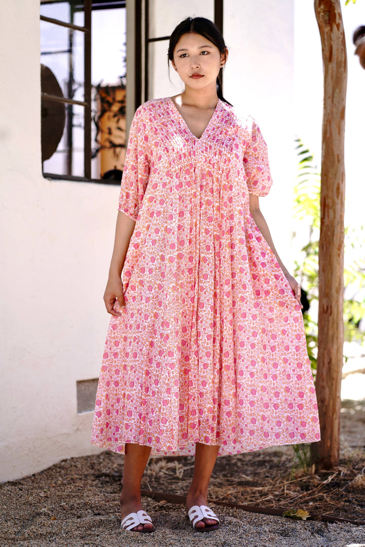 Skye Dress Ivory-Pink