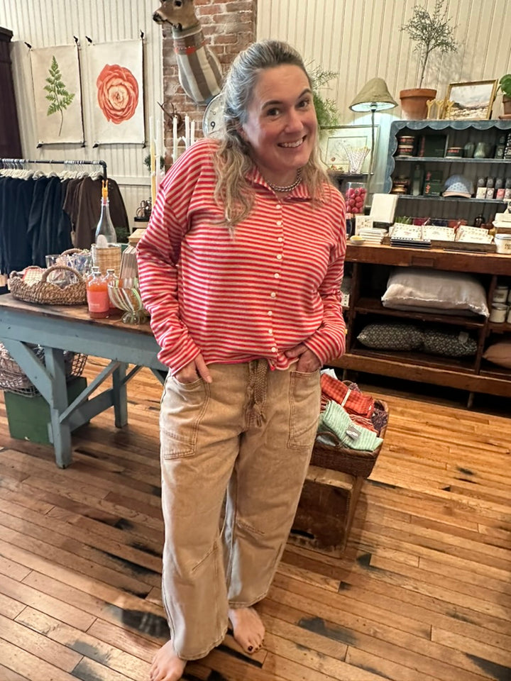 BARREL DENIM PANTS - solid, rust