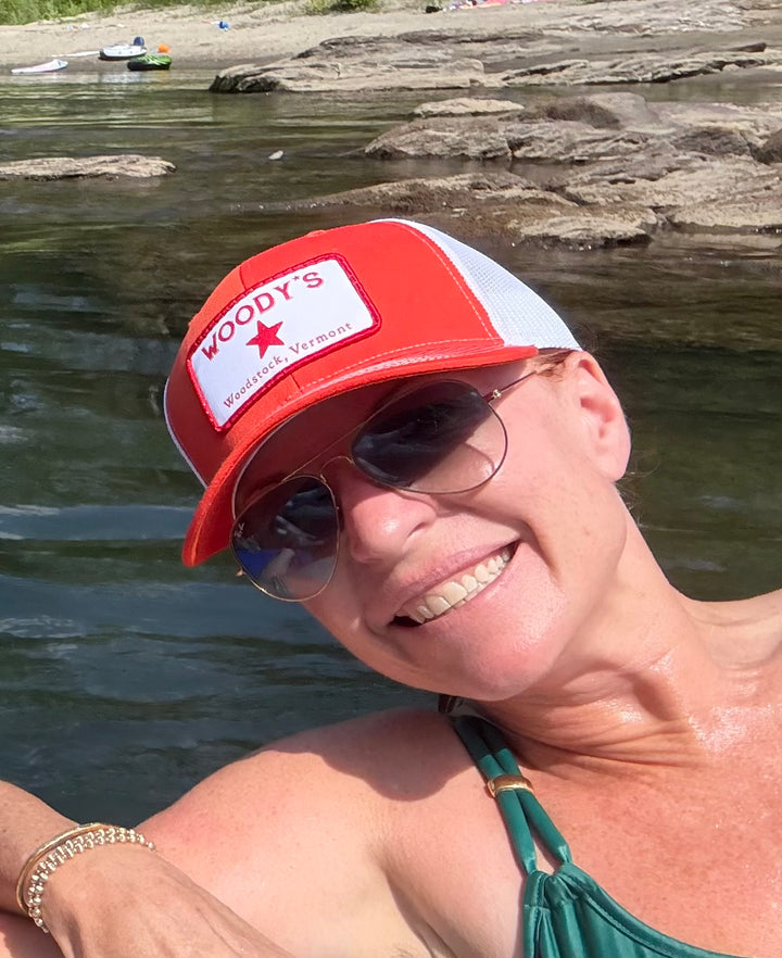 Woody's Trucker Hat,  orange/white
