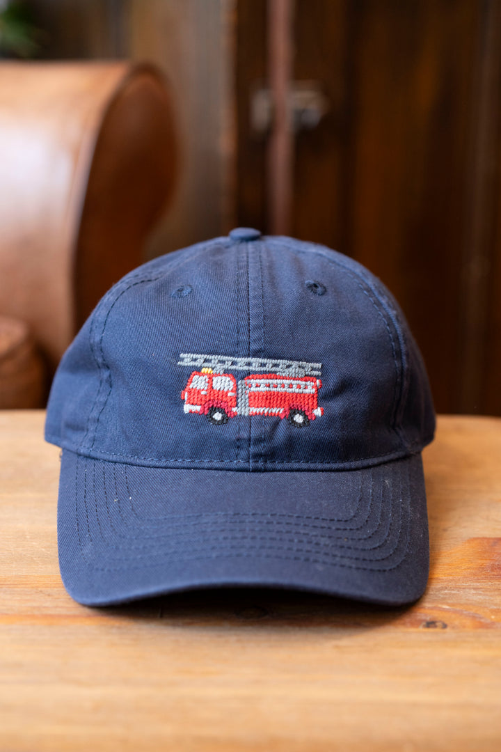 Harding-Lane, kids, firetruck on light blue hat