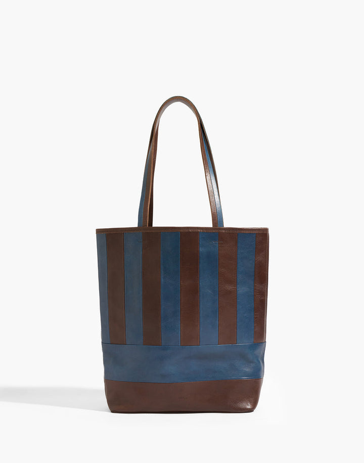 Striped Cabildo Tote, dark brown/navy