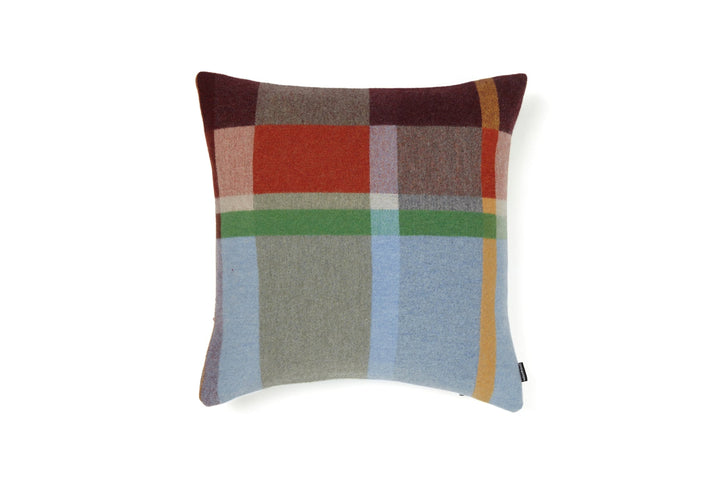 Feilden Wool Block Cushion, blue, 19.69