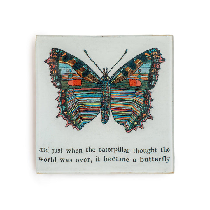 Butterfly Small Square Decoupage Plate - 6