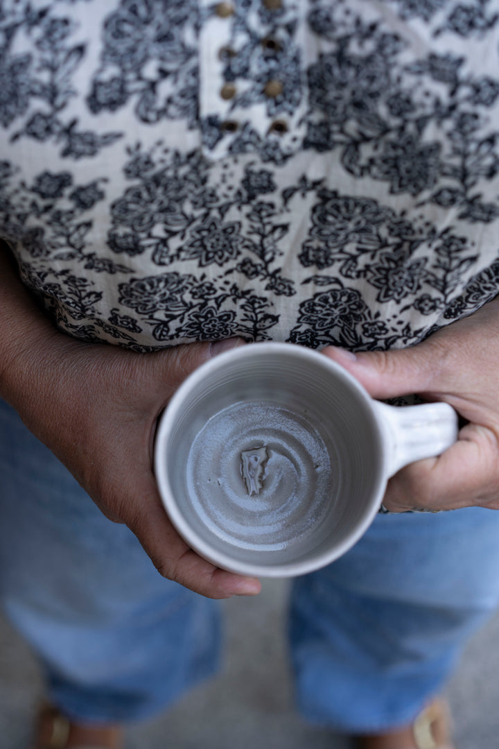 Vermont Stamped inside, all white mug