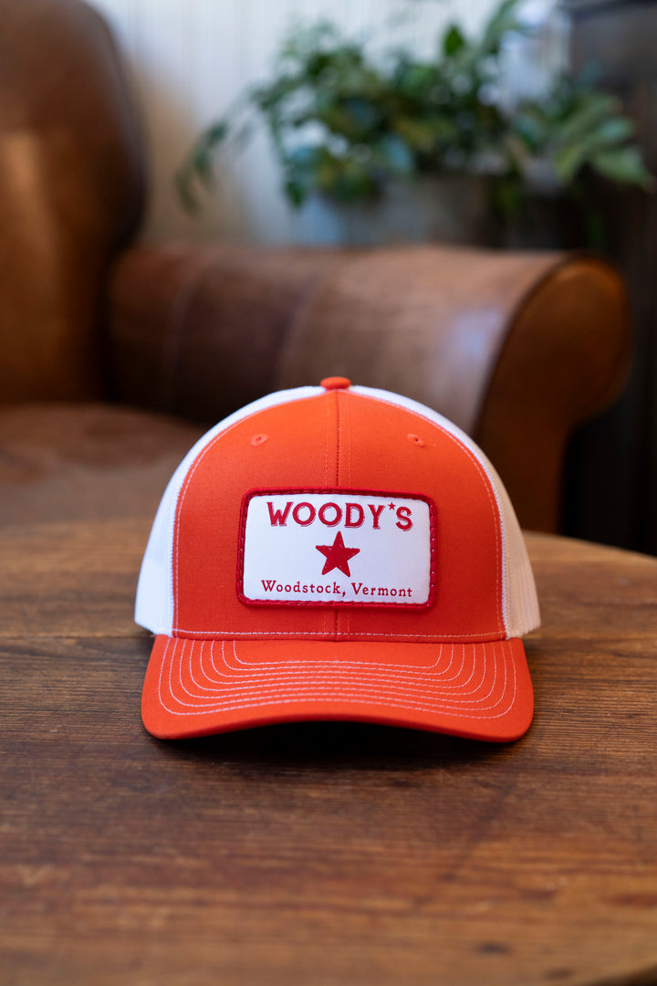 Woody's Trucker Hat,  orange/white