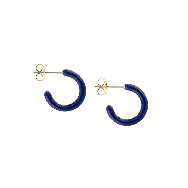 Petite Palette Enamel Post Hoop Earrings, Blue