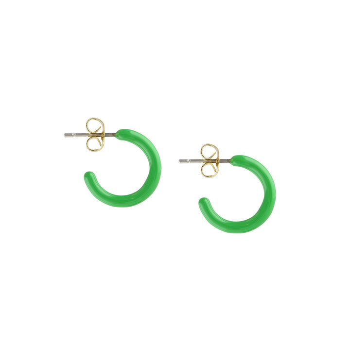 Petite Palette Enamel Post Hoop Earrings, Green