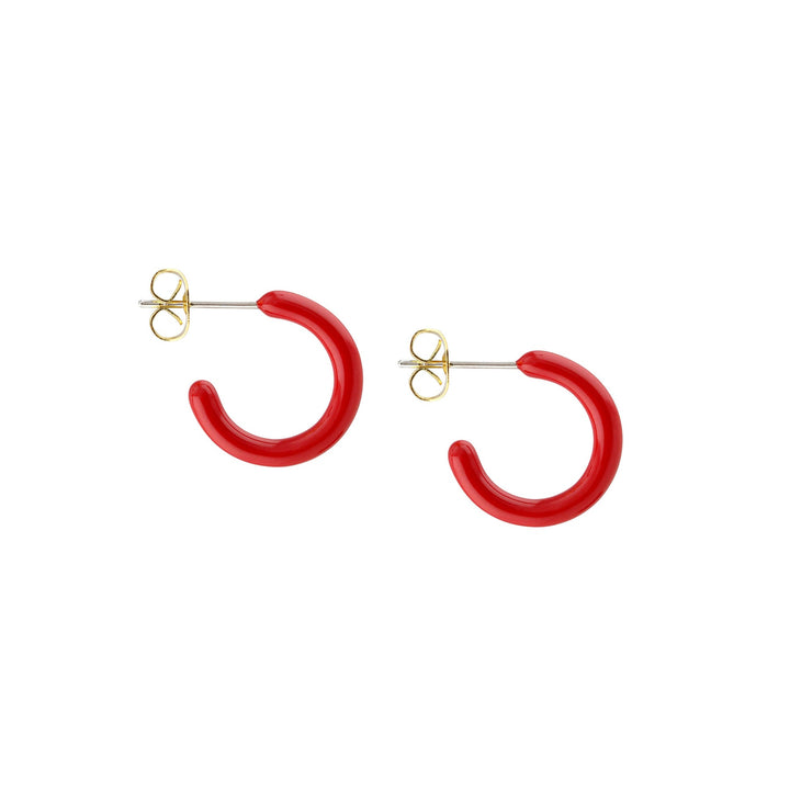Petite Palette Enamel Post Hoop Earrings, Red