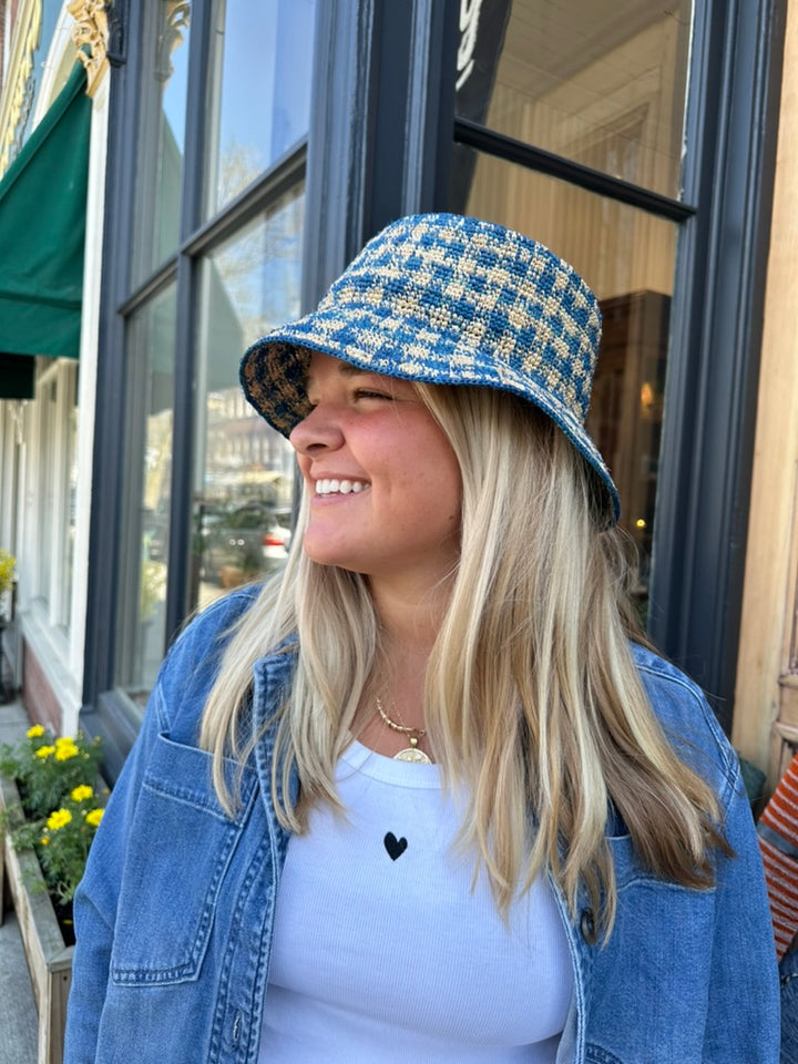 Bob Raphia Hat, blue