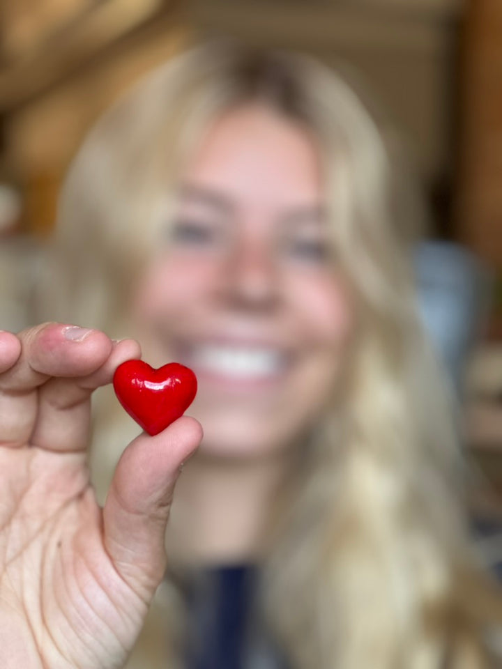 Heart, Glass - Red - Red