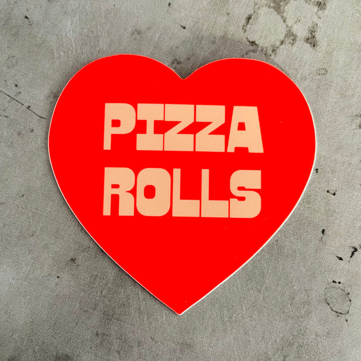 Pizza Rolls Heart Sticker Red
