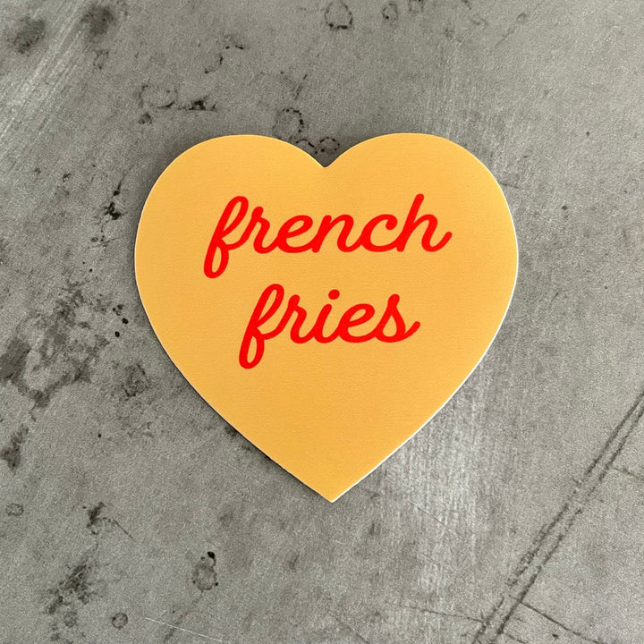 French Fries Heart Sticker Yellow