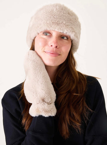 Cozy Cabin Faux Fur Headband, oatmeal/blk