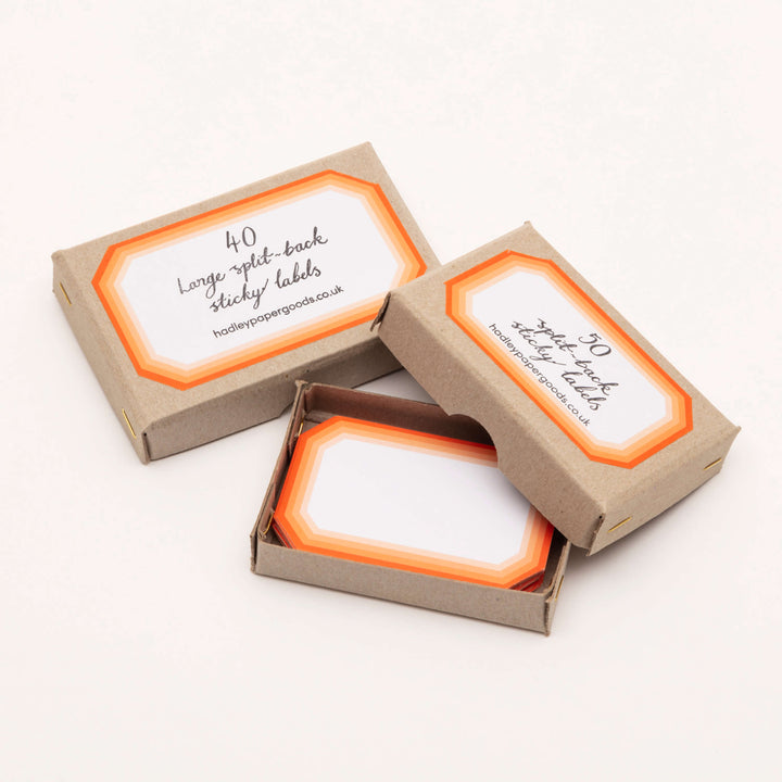 Small Geometric Orange Labels