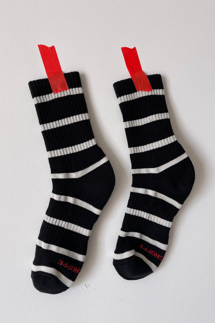 Striped Boyfriend Socks, black stripe