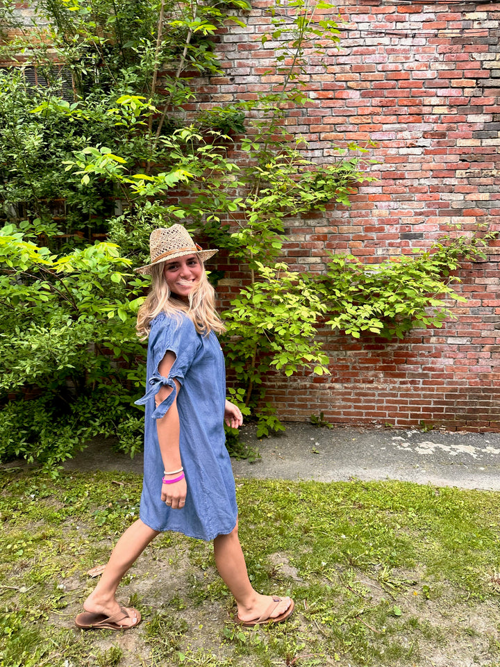 Denim Tie Sleeve Dress, OS