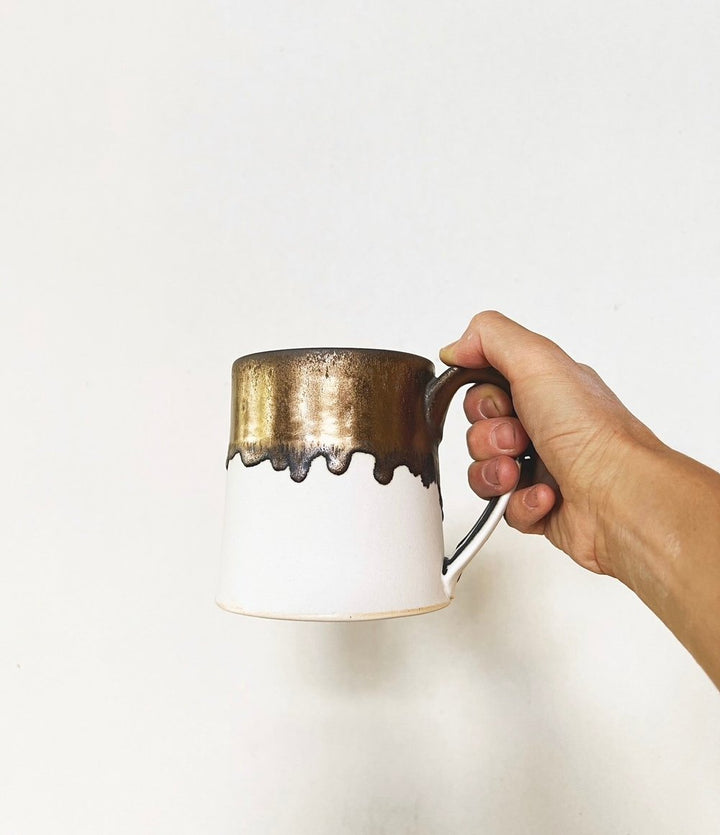 Mug, white/bronze