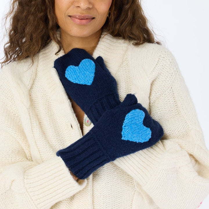 Patch Mittens, Indigo Blue