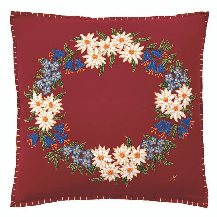 Edelweiss Wreath Cushion, red 18