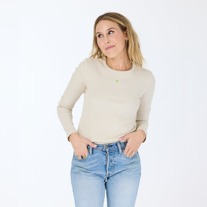 KR Long Sleeve Rib Tee, Light Mushroom