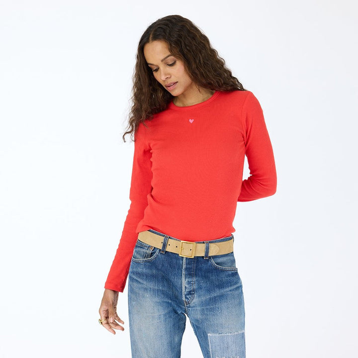 KR Long Sleeve Rib Tee, Red