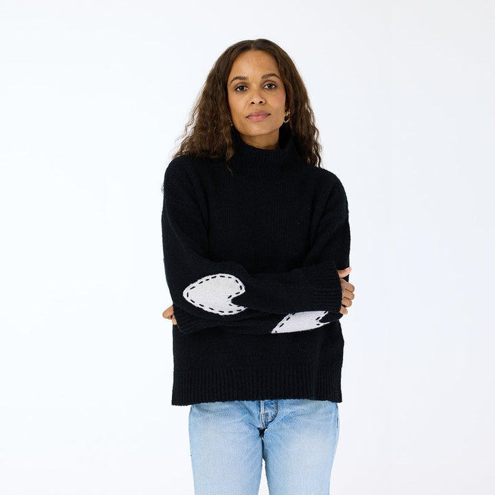 Lucy Mock Neck Sweater, Black,