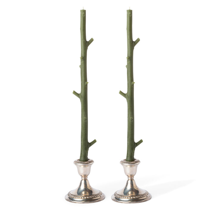 Stick Candle, Maple, Forest Green