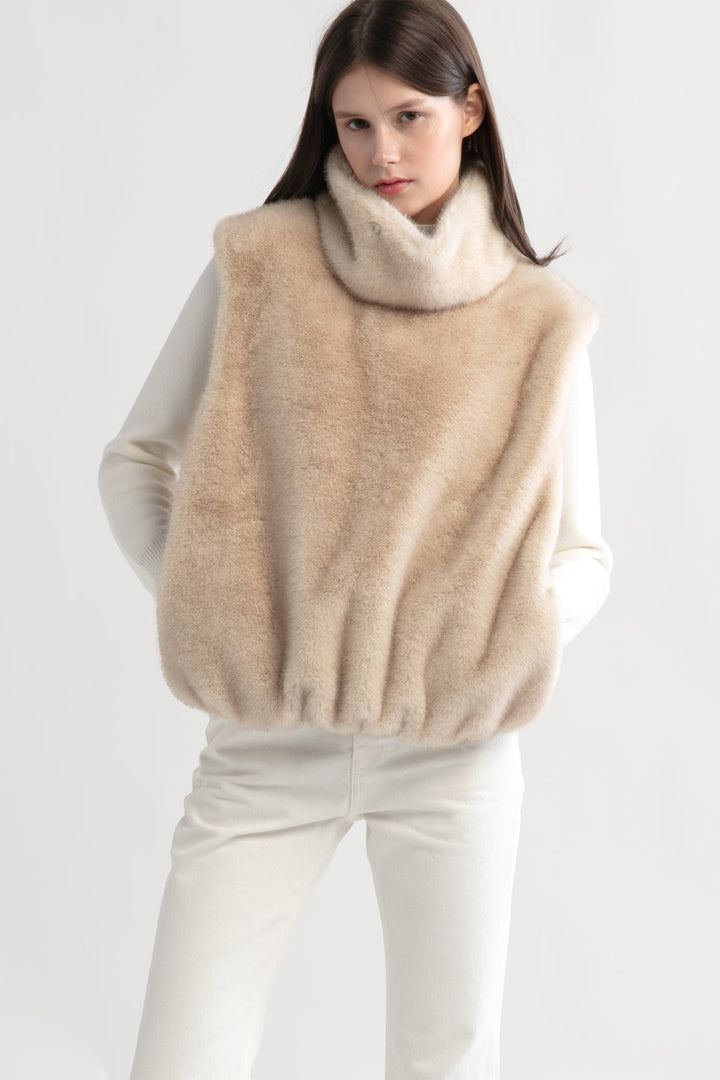 High Neck Brushed Fur Vest, OS – Woody's Mercantile