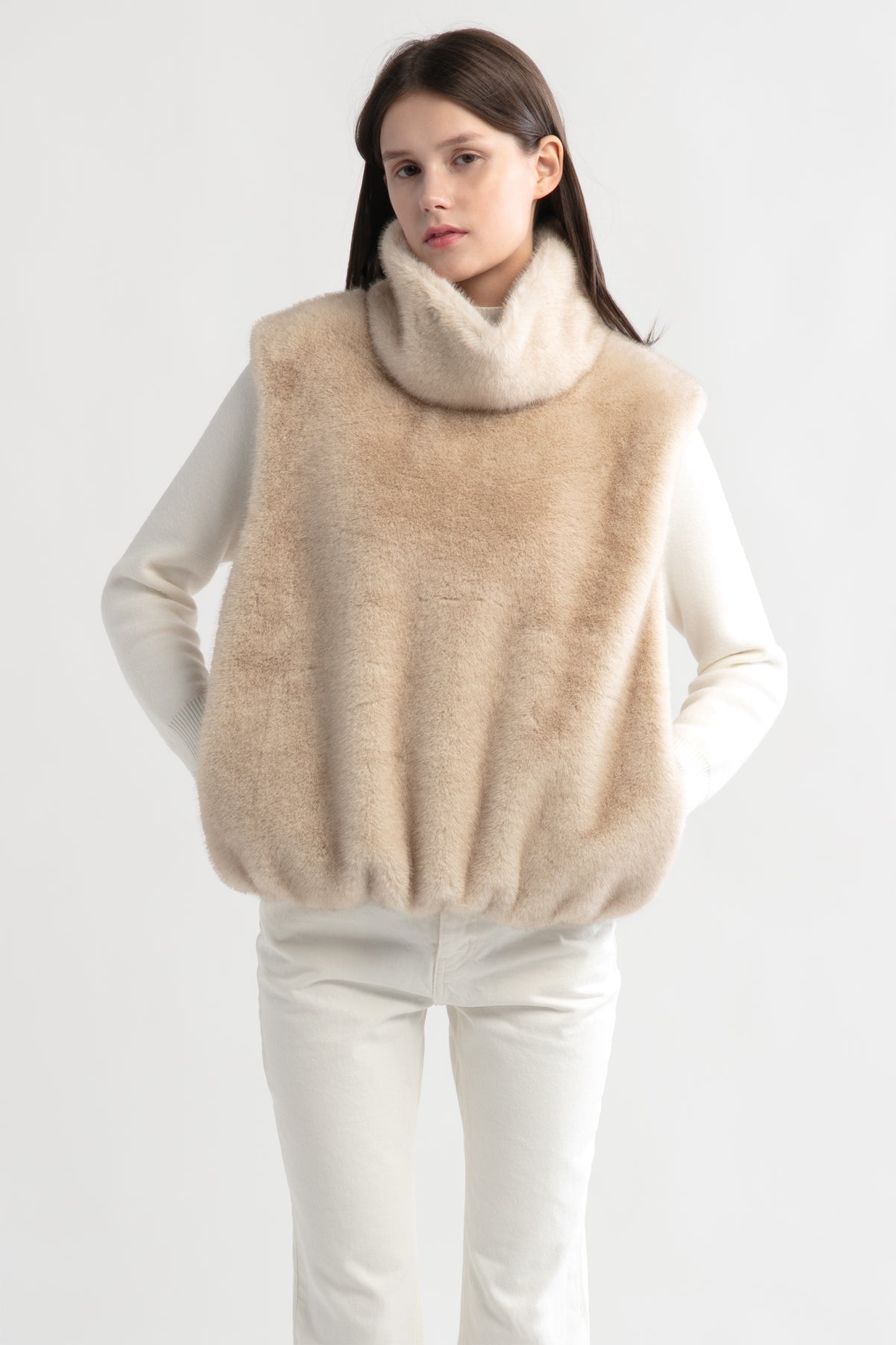 High Neck Brushed Fur Vest, OS – Woody's Mercantile