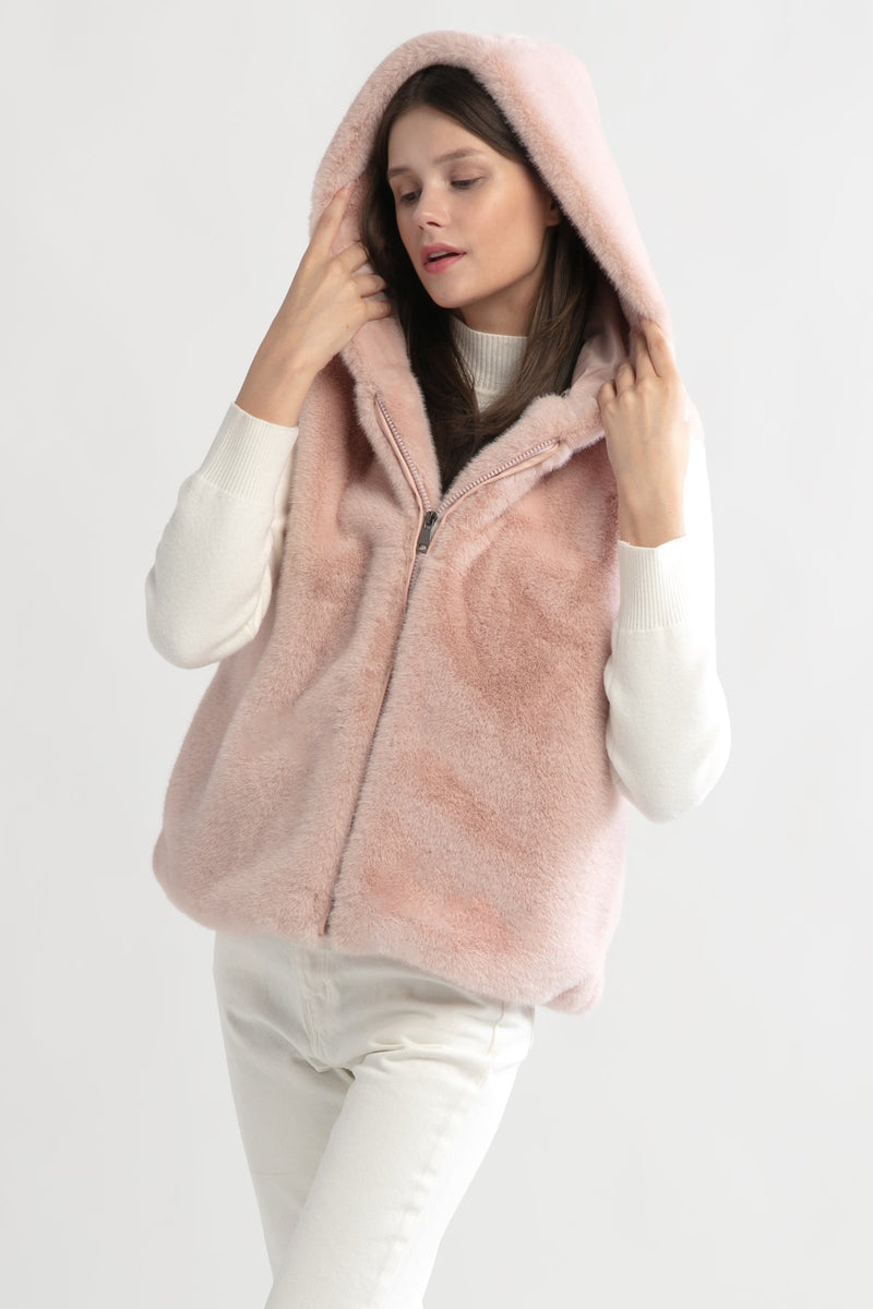 Zip Up Fur Hooded Vest, OS, – Woody's Mercantile