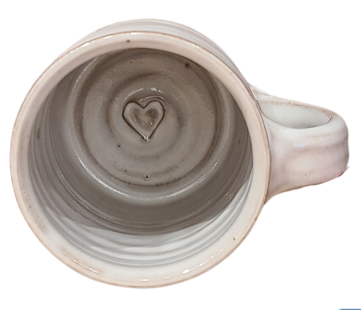 Laura White pottery heart stamp mug