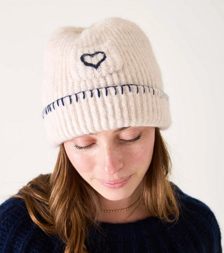Sailor Love Whipstitch Beanie - Cream/Navy