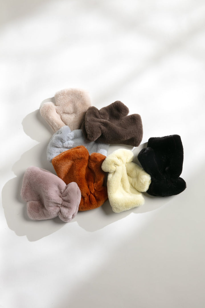 Shearling Fingerless Mittens,  Ash