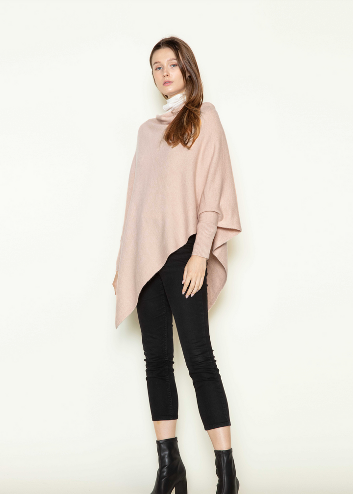 Triangle Poncho with Sleeves,  light pink