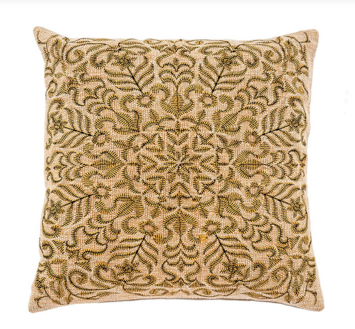 Flora Embroidered Pillow, 20x20