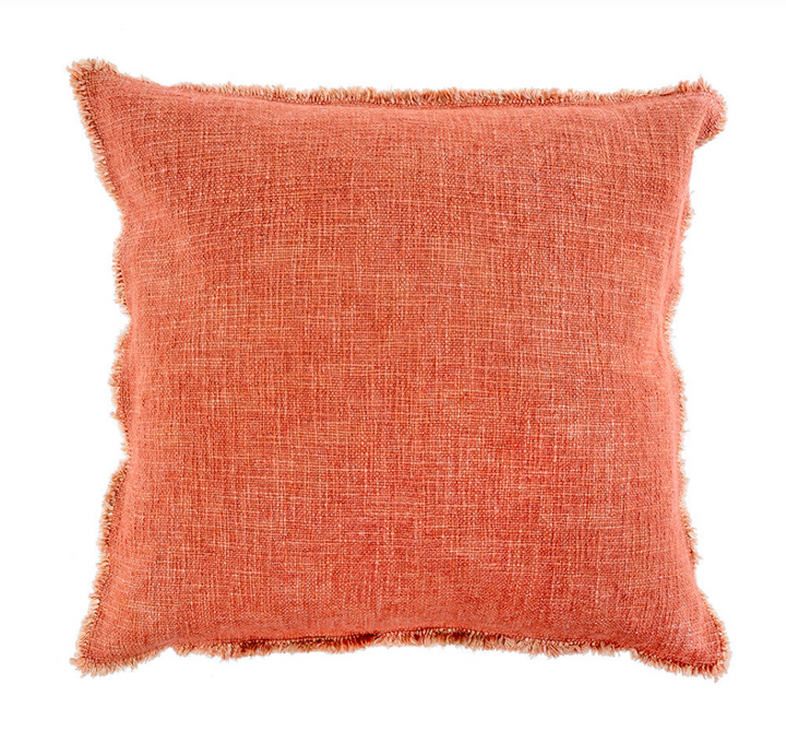 Selena Linen Pillow, Coral, 20 x 20