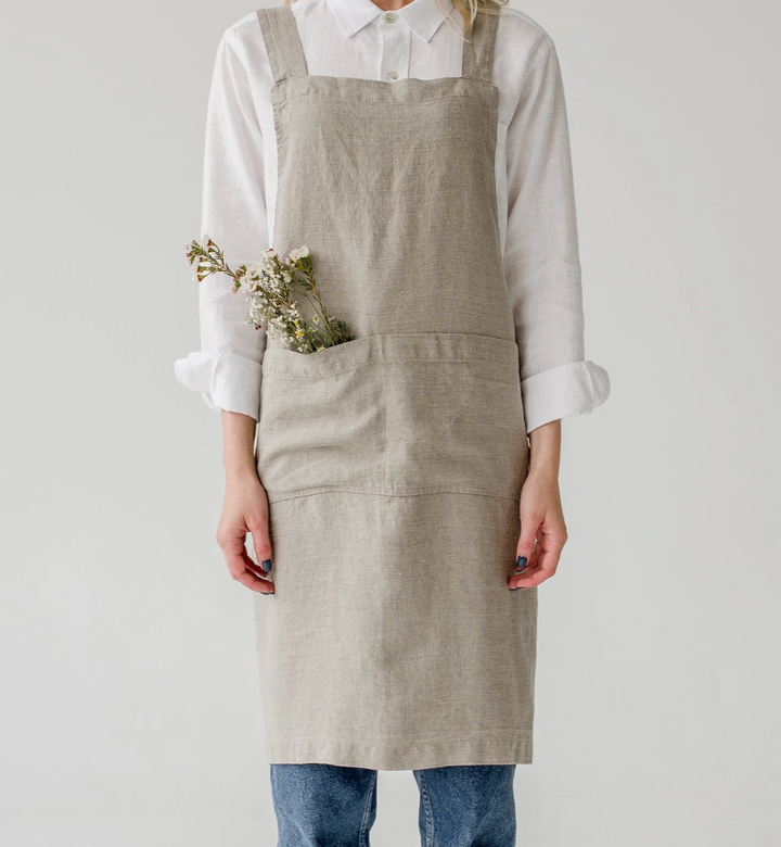 Natural Linen Crossback Apron