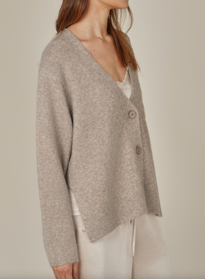 Side Vent Knit Sweater, Dark Greige