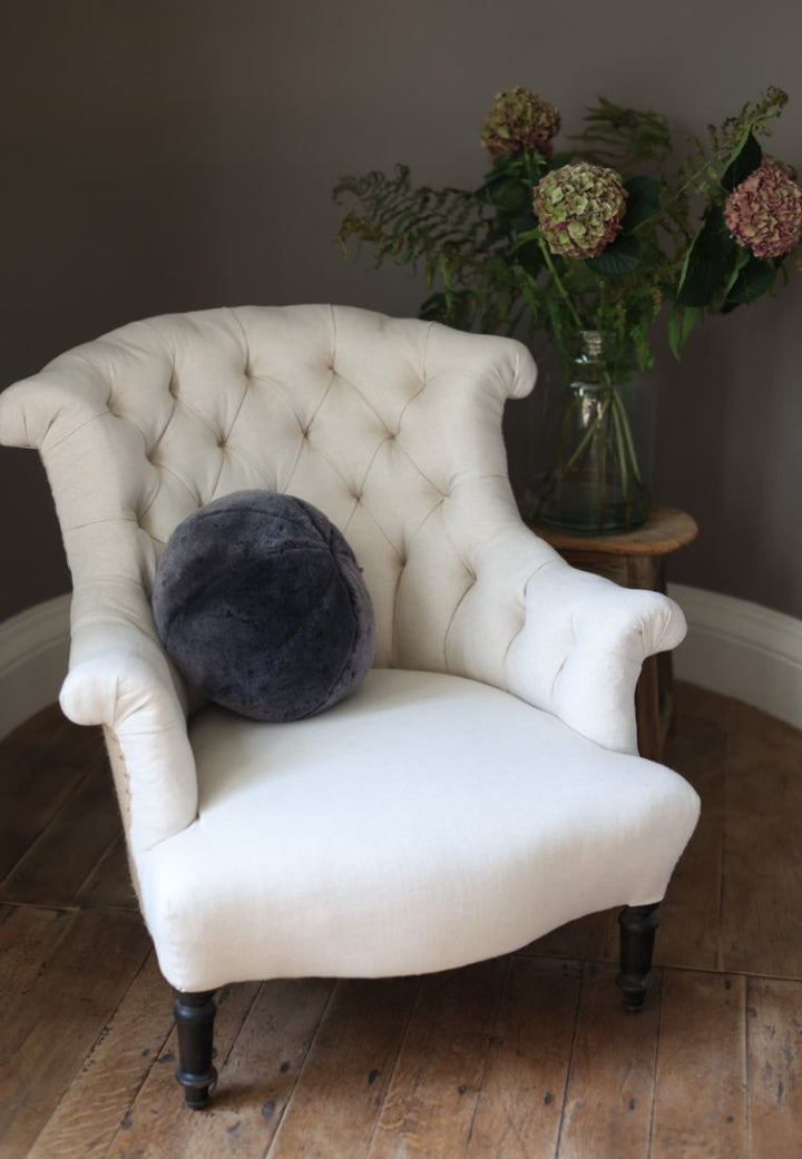 Sheepskin Ball British Graphito Grey | Cushion by Owen Barry