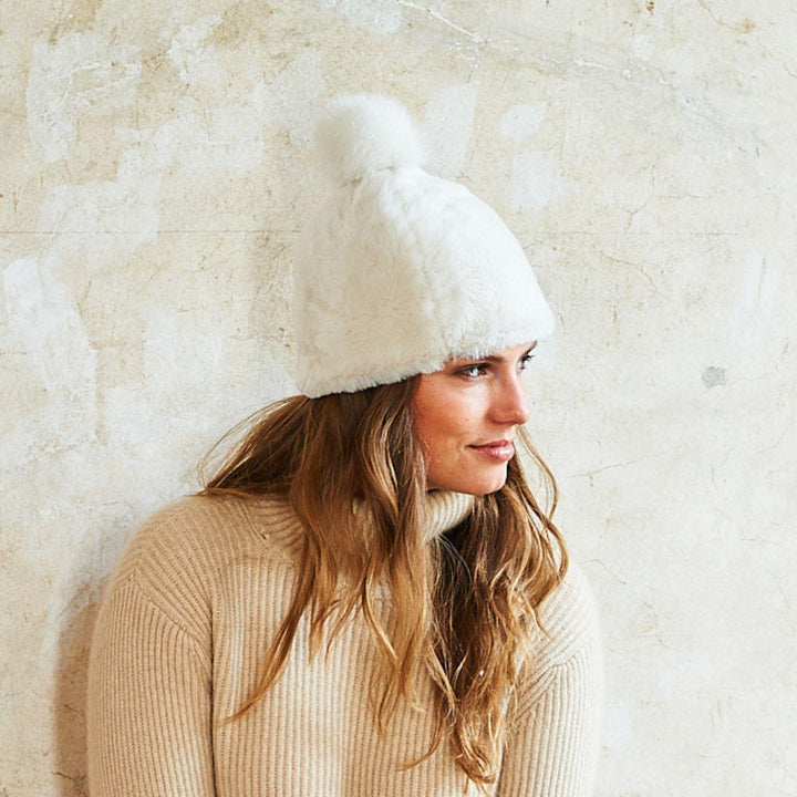 Shearling Beanie Ivory | Joni By Owen Barry