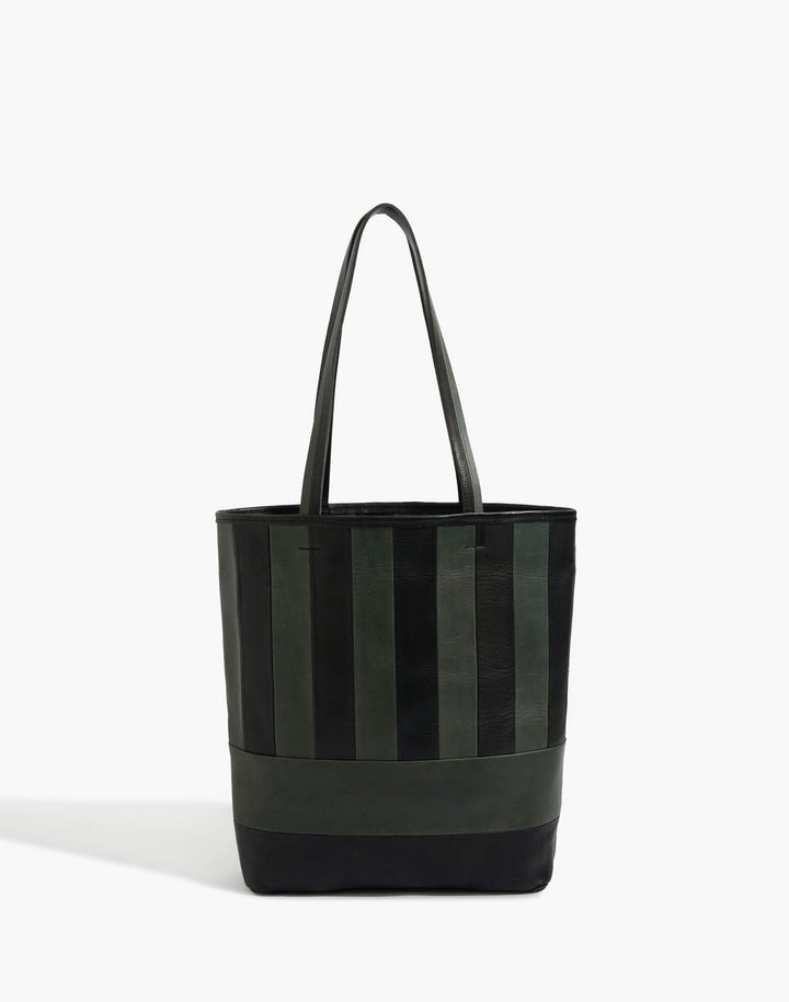 Striped Cabildo Tote, black/green