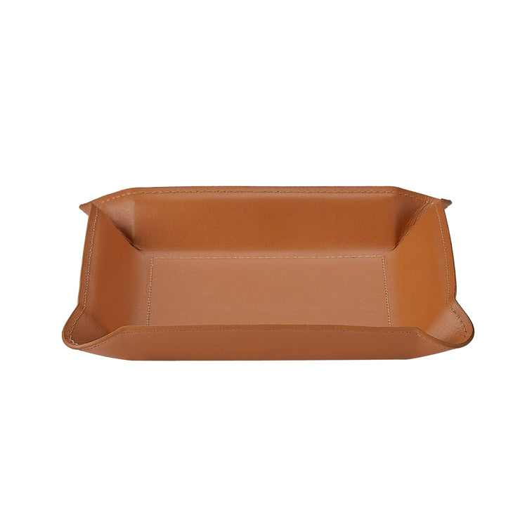 Leather Catchall, keys, wallet, phone, tan
