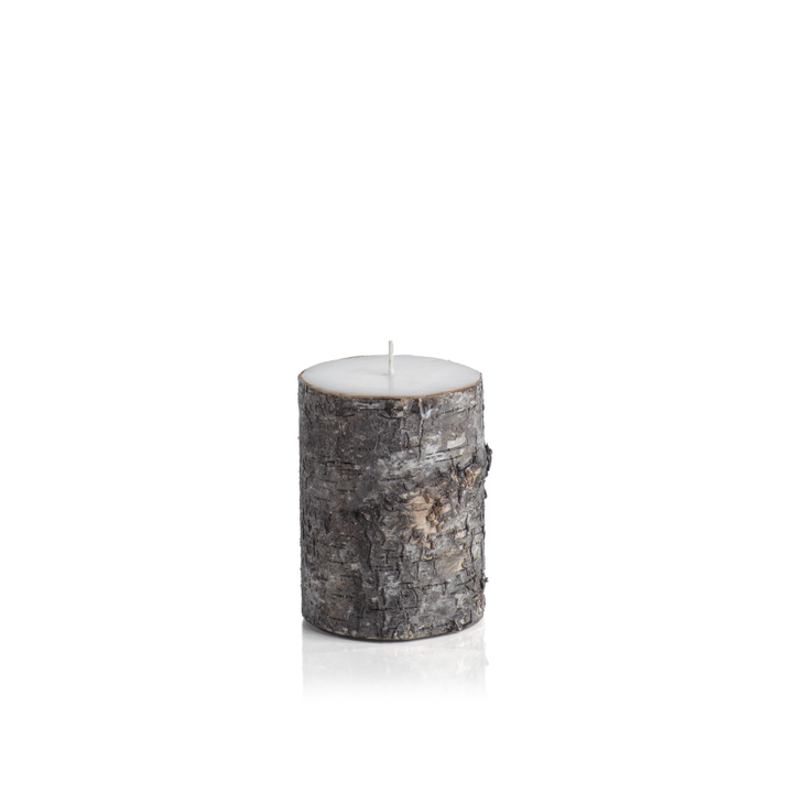 Dark Birchwood Fragrance Free Pillar Candle, 3 x 4