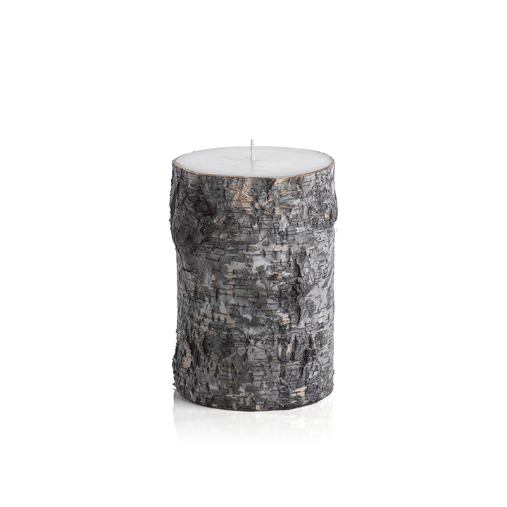 Dark Birchwood Fragrance Free Pillar Candle, 4 x 6