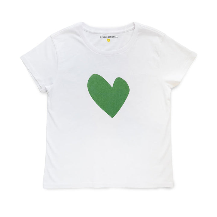 Suki Imperfect Heart Tee, Olive Green,