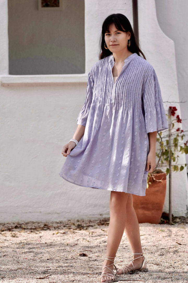 Kat Cotton Dress Blue/lavender