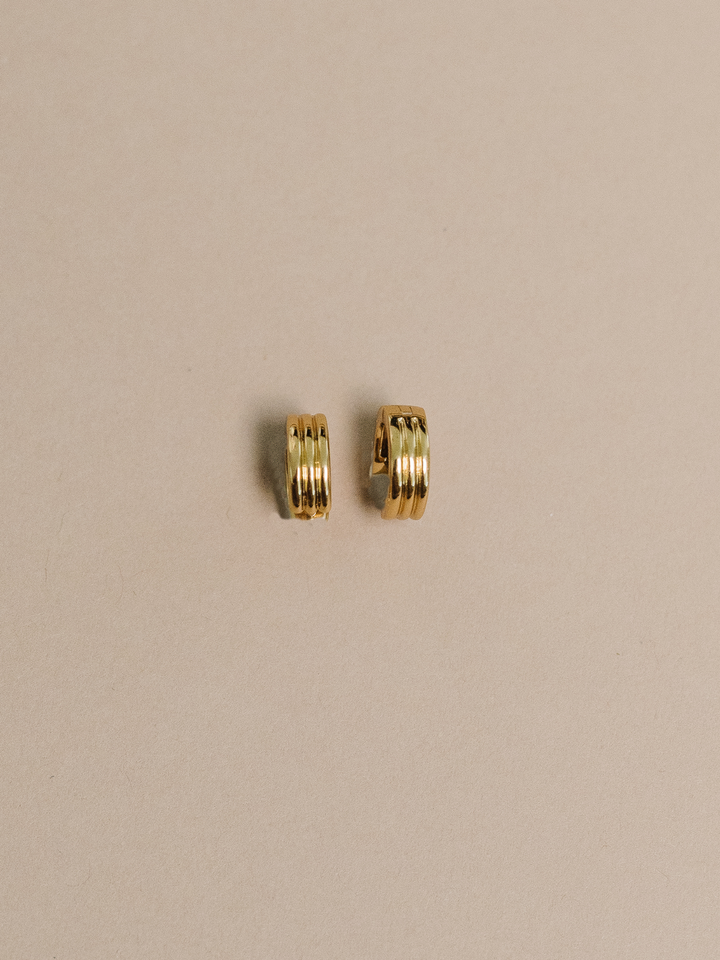Nat and Noor Earrings, Adia Gold Huggie Hoops