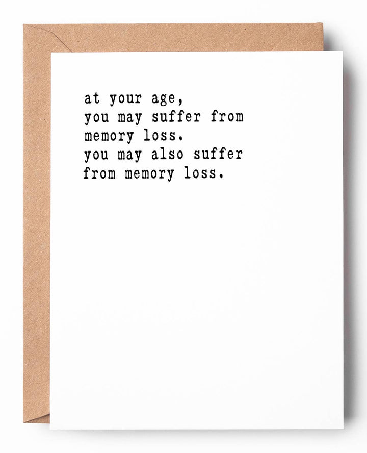 Memory Loss Funny Letterpress Birthday Card