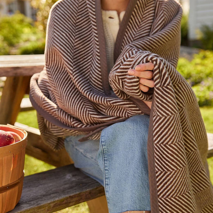 Harborview Herringbone Chocolate Blanket